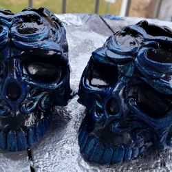 Victorian Style Skull Candholders