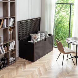 Premium 150 Gallon Resin Deck Box: Waterproof, Lockable, and Spacious Outdoor Large Storage Container For Pool Toys Pillows Garden Tools Pet Food Past