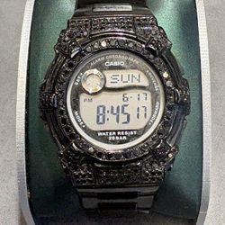 CASIO BABY-G Shock (3136) BG-3000 Iced Out G SHOCK Black Diamond Watch 4.50ct