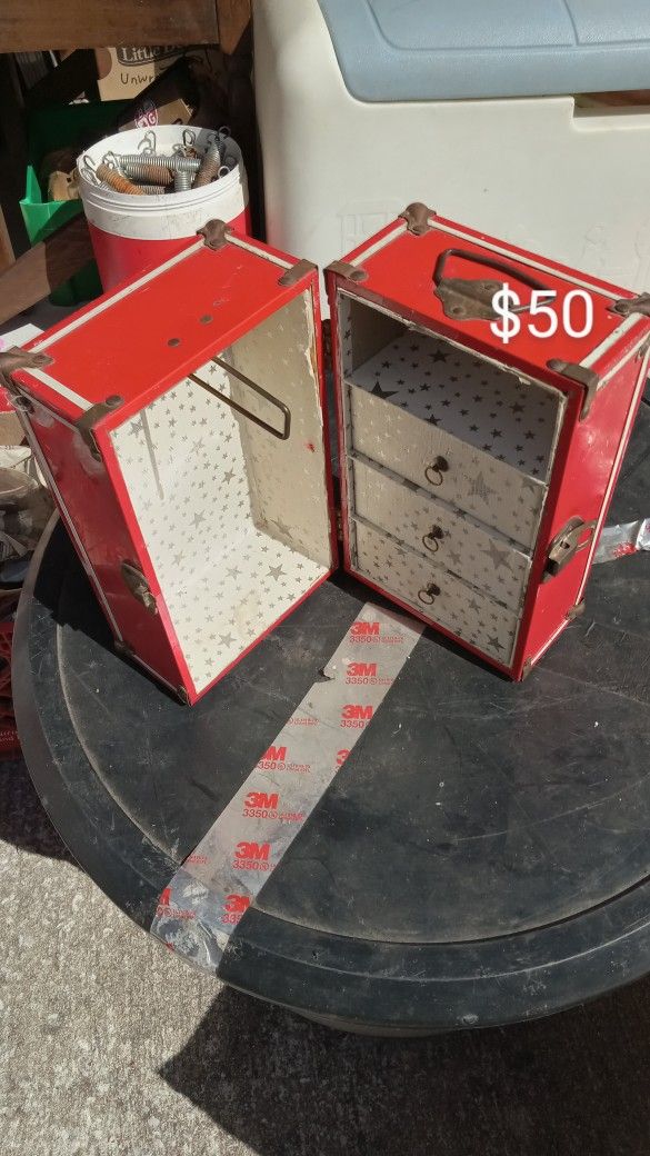Antique Doll Clothes Trunk Metal
