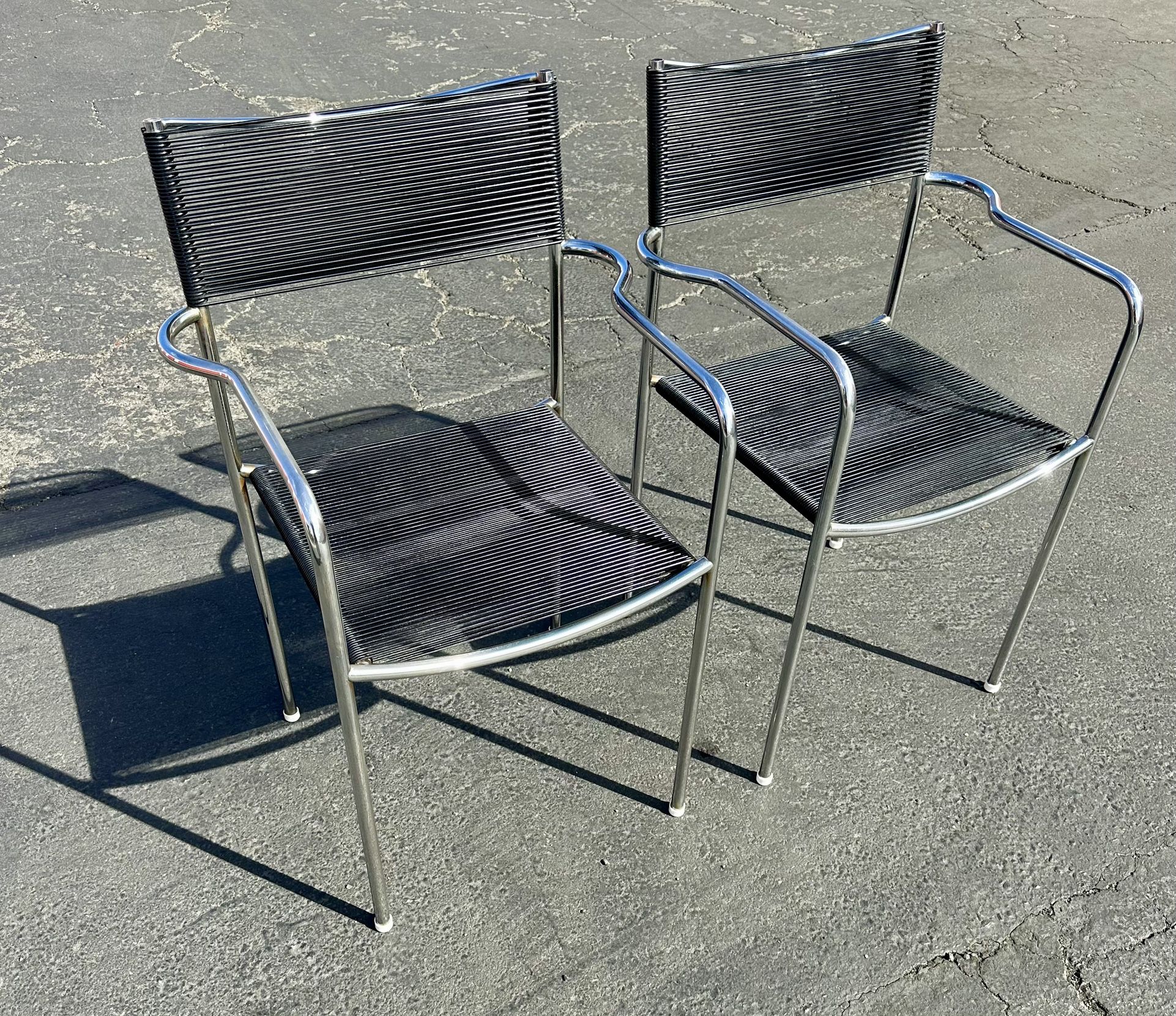 Mid Century Spaghetti Armchairs Pair Giandomenico Belotti by Alias Italy