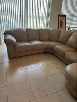 Leather sectional.  With chaise end-piece