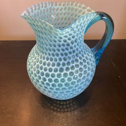 Antique Hobbs,Brockunier & Co Windows Pitcher 9” Water Blue Opalescent 