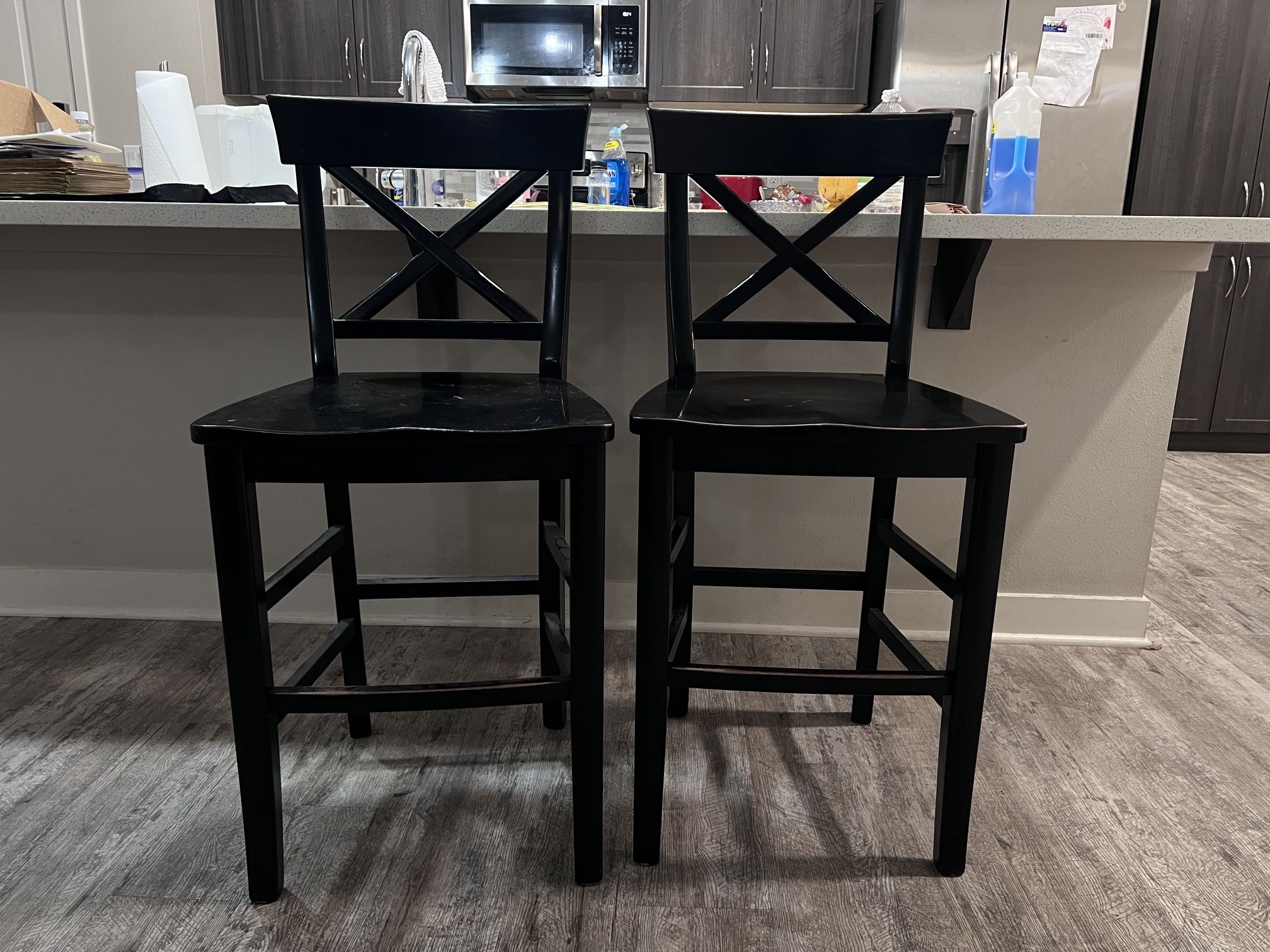 Three Wooden Bar Stools