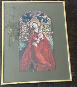 Vintage 1974 Framed Art Print – Madonna of the Rose Bower by Martin Schongauer – Braun et Cie (Printed in France) – 12" x 14"