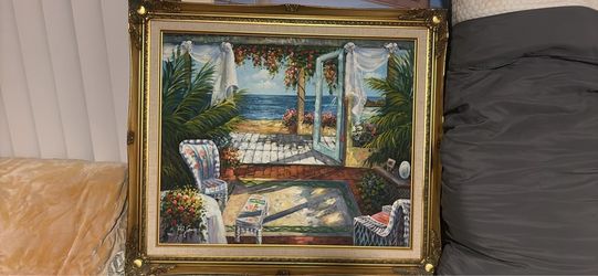 Beautiful coastal painting feel brush strokes