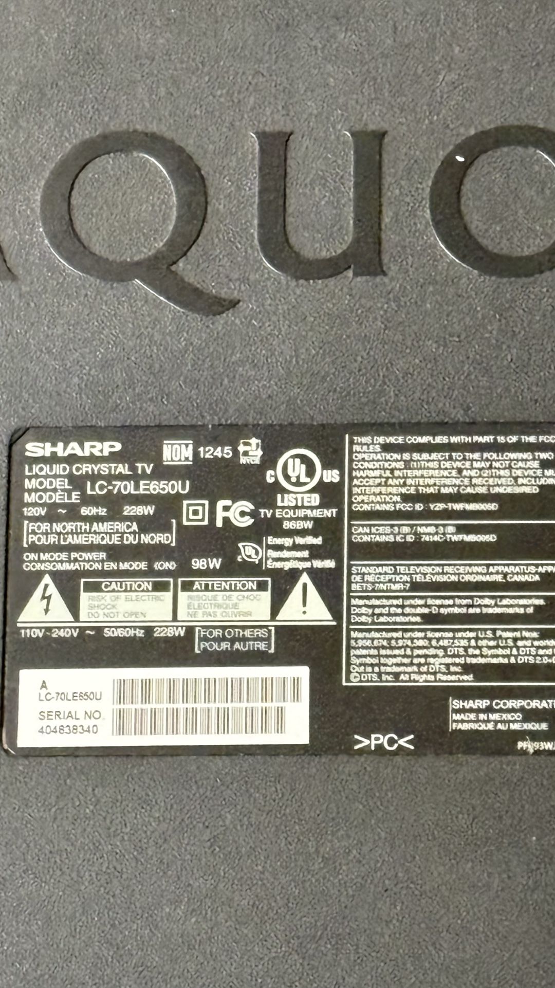Sharp Led Tv 70 Inch $199