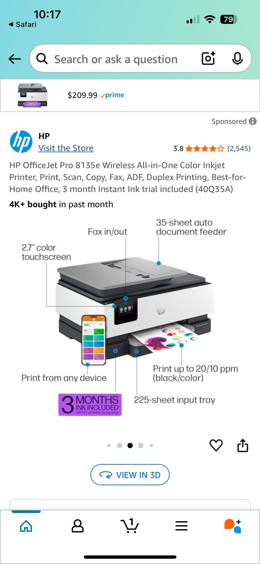 HP 8135e Printer/copier/scanner/fax