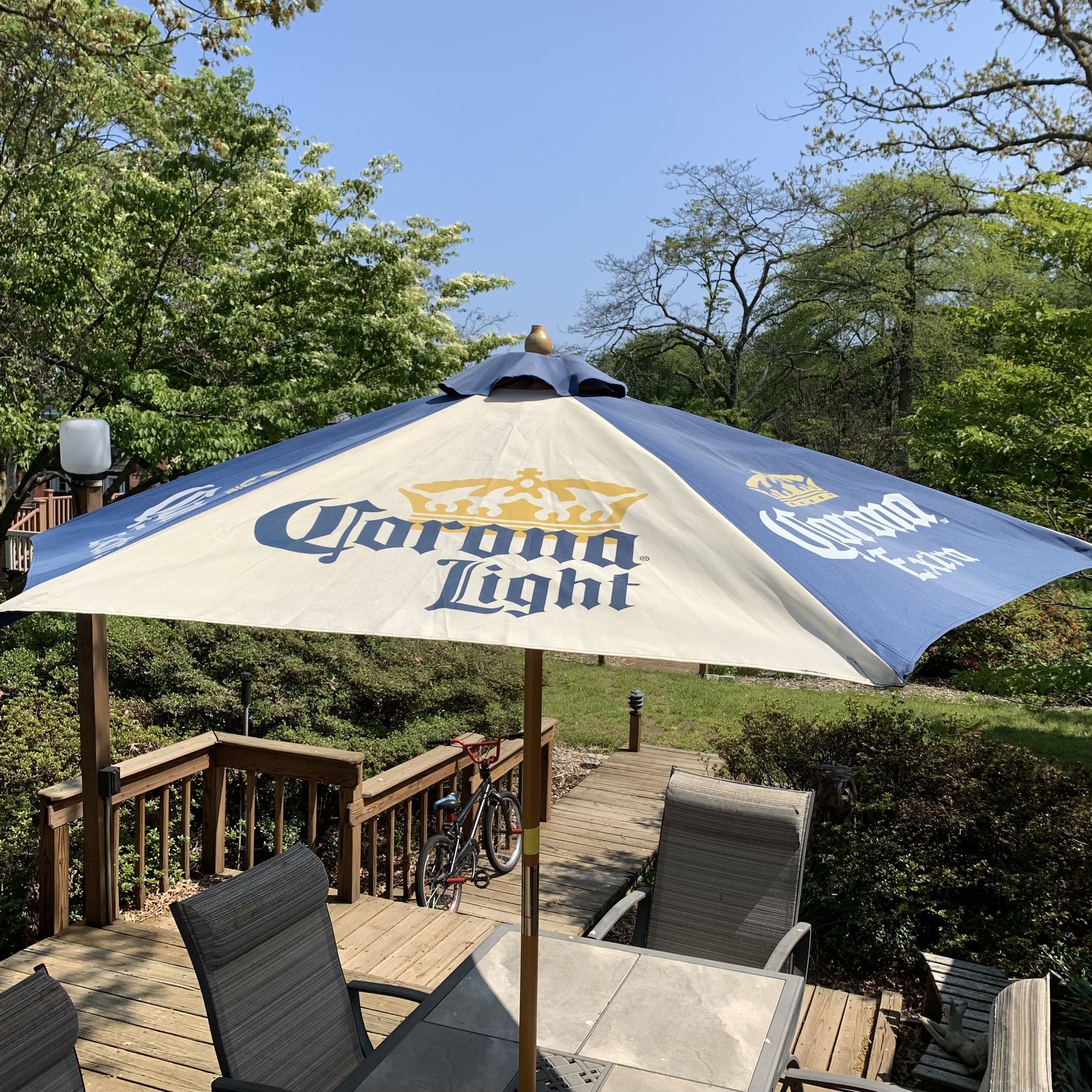 Corona Market Umbrella Extra Corona Light Patio Umbrella Wooden RARE
