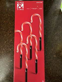 Place & Time Candy Cane Pathway Lights 5-Pack