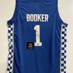 DEVIN BOOKER KENTUCKY BLUE WILDCATS #1 AUTOGRAPHED BASKETBALL CUSTOM JERSEY COA