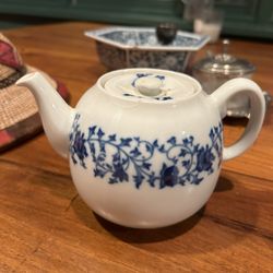 Chinese Blue And White Floral Porcelain Teapot