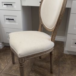 Beige fabric upholstered dining chair