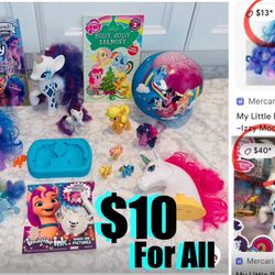 $10 For all Big Bundle of My Little Pony characters,Books,Toys etc