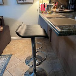 Black Leather Bar Stools (2)