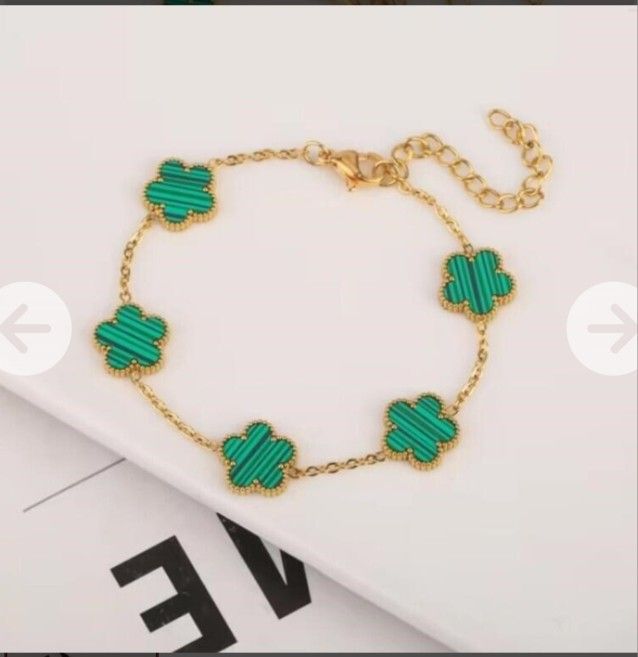 New - Green Van Cleef Style Clover Adjustable Bracelet