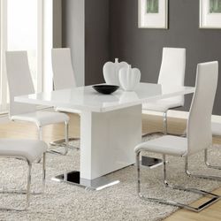 Dining Set White Glossy 