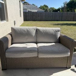 3-Piece Outdoor Wicker Patio Set – Loveseat + 2 Chairs
