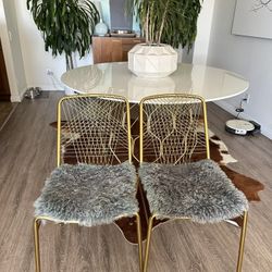 2 Brass Dining Table Chairs 