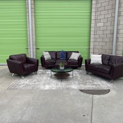 *Free Delivery* Macy Leather Couch Sofa Loveseat Chair Ottoman Set