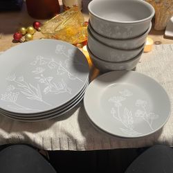 Grey Plates And Bowls