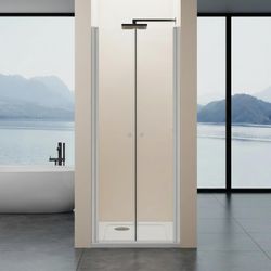 Frameless Pivot Shower Door 30-31" x 75" – Double Swing Hinged, Tempered Glass, Chrome Finish