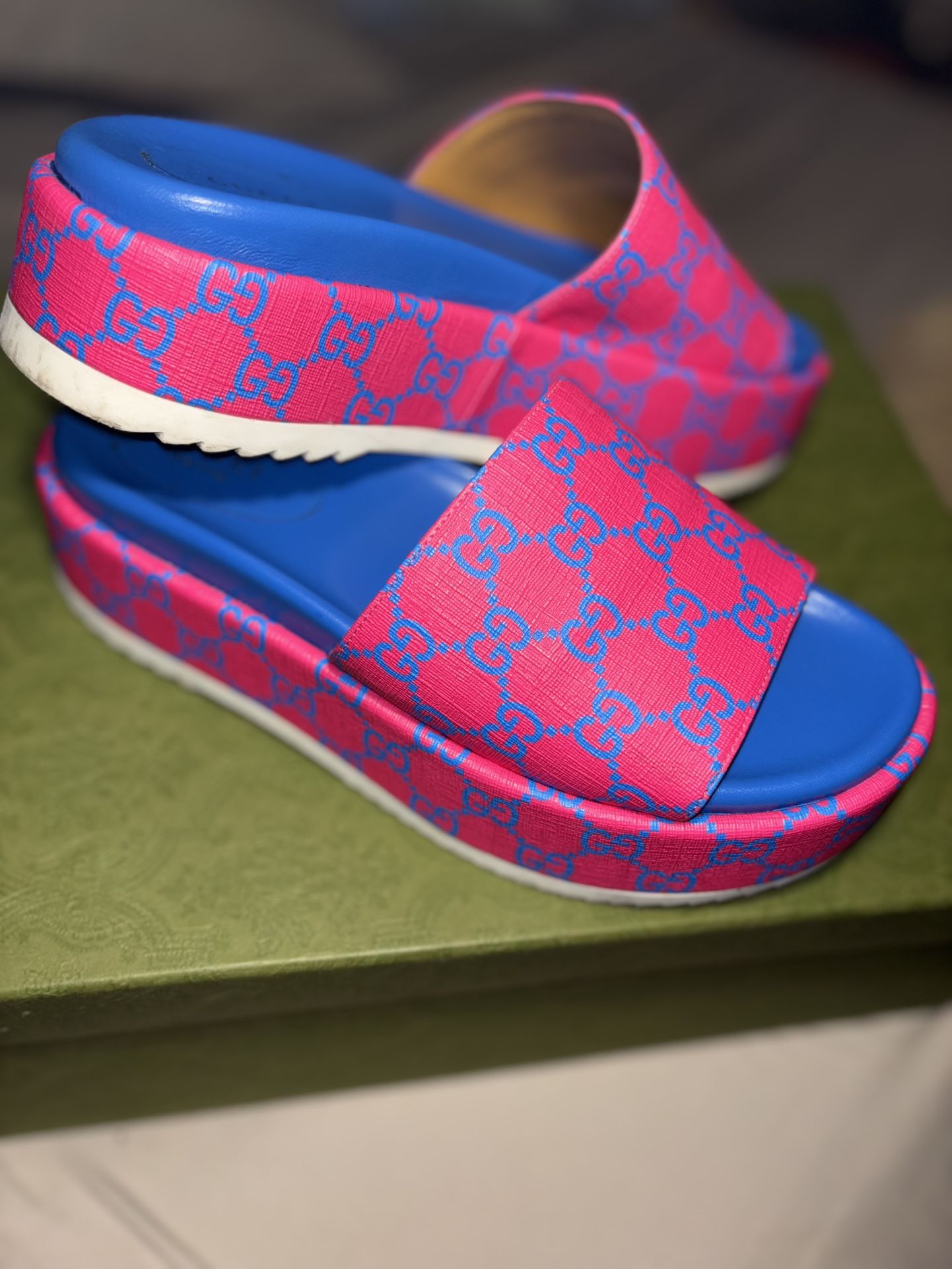 Gucci GG Platform Slide Fuchsia Blue (Women's)