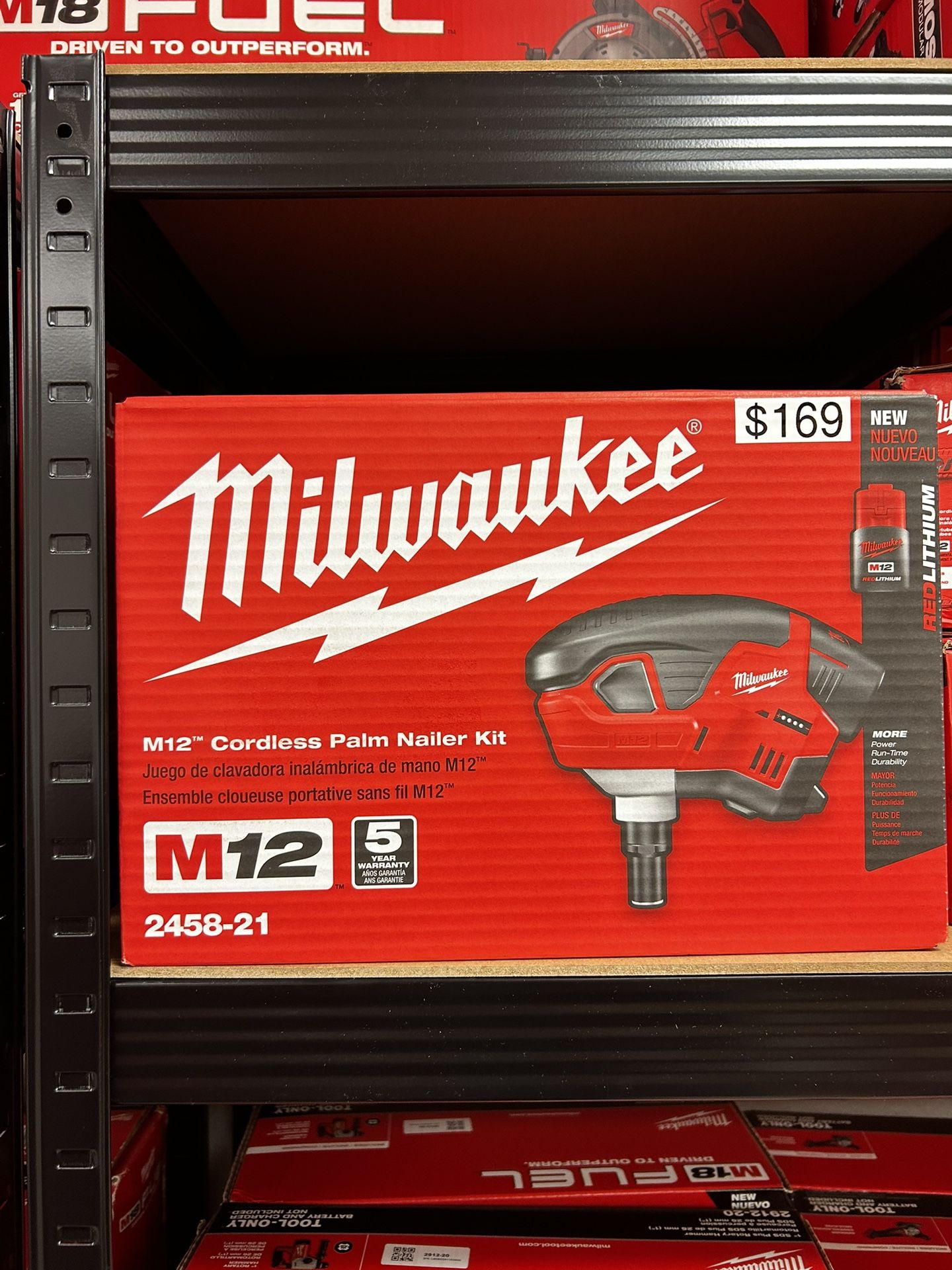 Milwaukee Cordless Battery Palm Nailer Tool M18 Palm Nailer Milwaukee 2458- 20 M12™ Cordless Palm