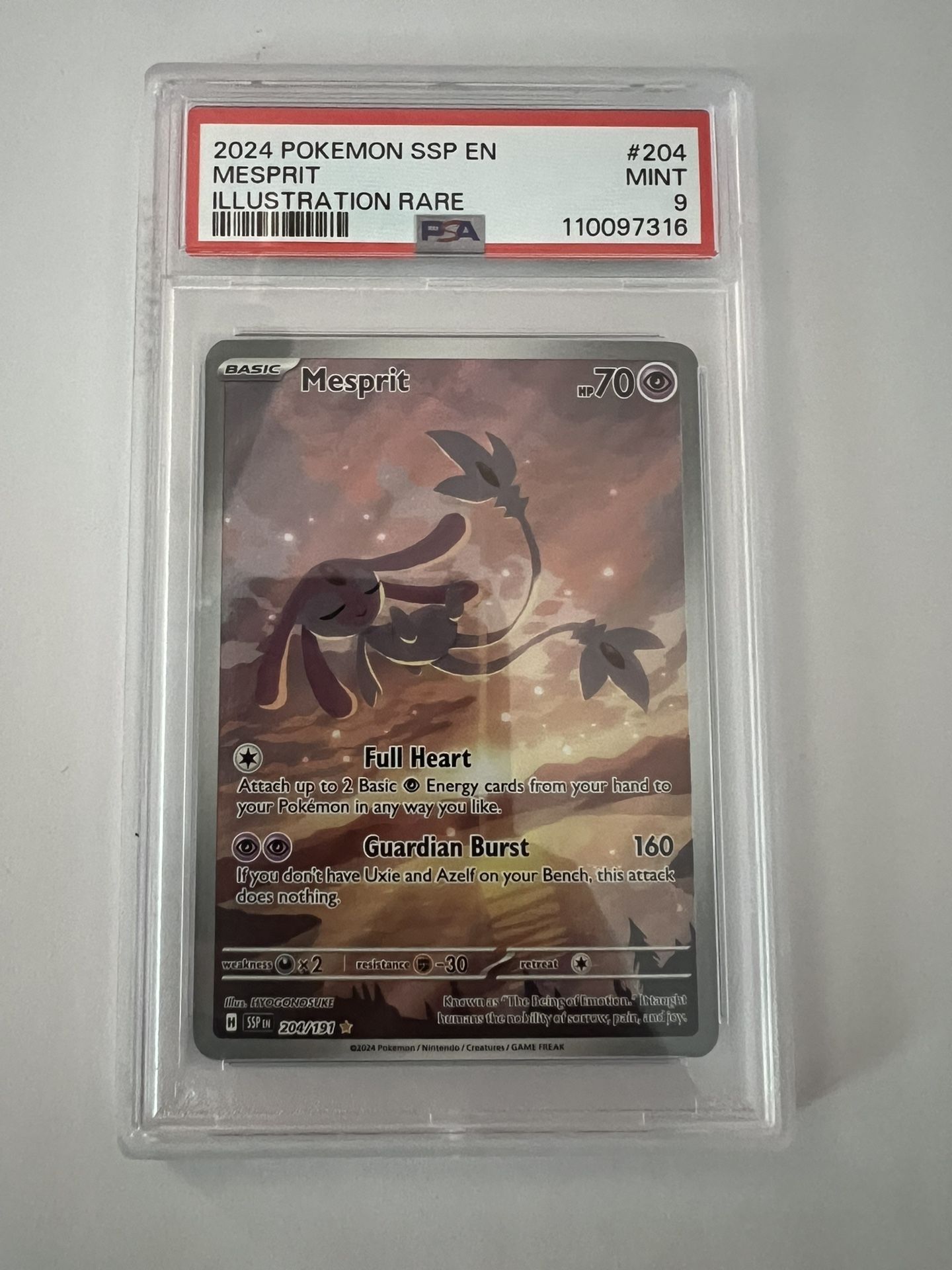 2024 POKEMON SSP EN MESPRIT ILLUSTRATION RARE #204 PSA 9