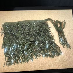 New Black Mini Sequin Fringe Skirt Rave Festival Concert Boho 