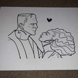 frankenstein and bride of frankenstein canvas 