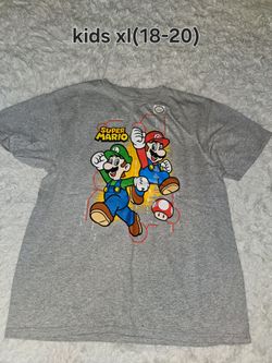 Nintendo Super Mario boys' gray graphic t-shirt size 18/20