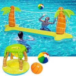 JOYIN pool volleyball net & basketball hoop