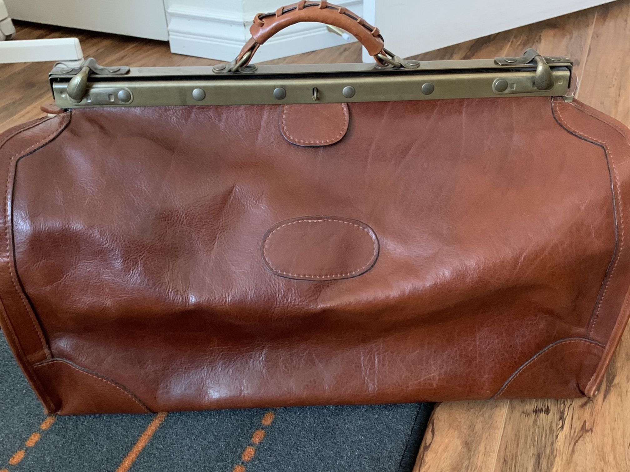 Italian Leather Duffle Bag Luggage Travel Gym Bag