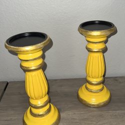 Rustic Yellow Candle Holders