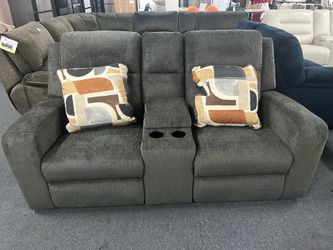 Modern Heritage Kanlow Fabric Double Recliner Loveseat Sofa With Storage Console，$380