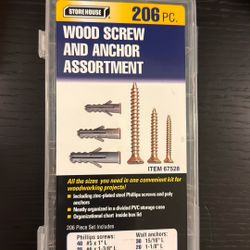 Wood Screw And Anchor Assortment 206pcs