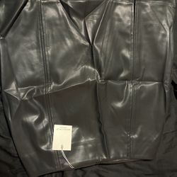 MANGOPOP Womens High Waist Bodycon Mini Short Faux Leather Skirt with Slit