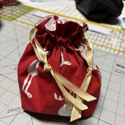 Christmas Drawstring Gift Bag - Fully Lined