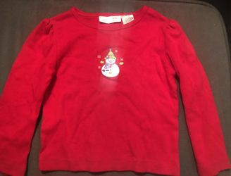 Girl’s Wonderkids Snowman Red Long Sleeve Shirt Size 3T