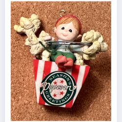 Vintage Trim a Home Christmas Ornament Popcorn Stringing Elf #2 Rare Collectible