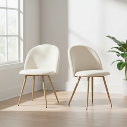 Homy Casa PUZ Modern Fabric Upholstered Dining Chairs with Metal Legs Set of 2 / 4