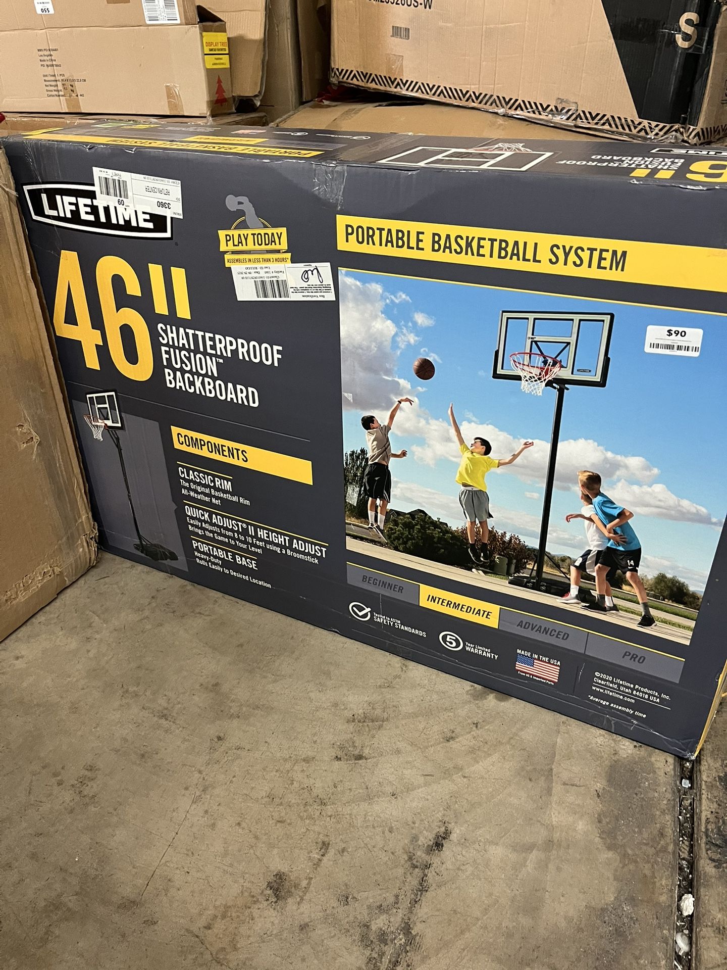 Lifetime 46-Inch Shatterproof Portable Basketball Hoop with Quick Adjust & Classic Rim – Model 90584-Outdoor Play