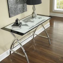 World Map Glass Office Table/computer Desk 