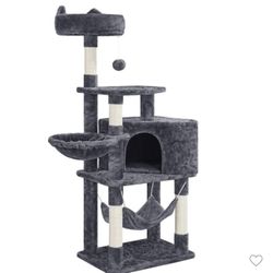 55"-4-Level Cat Tree with Plush Perch - Dark Gray