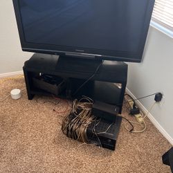 Panasonic 50", Corner Stand And Onkyo Surround Sound 