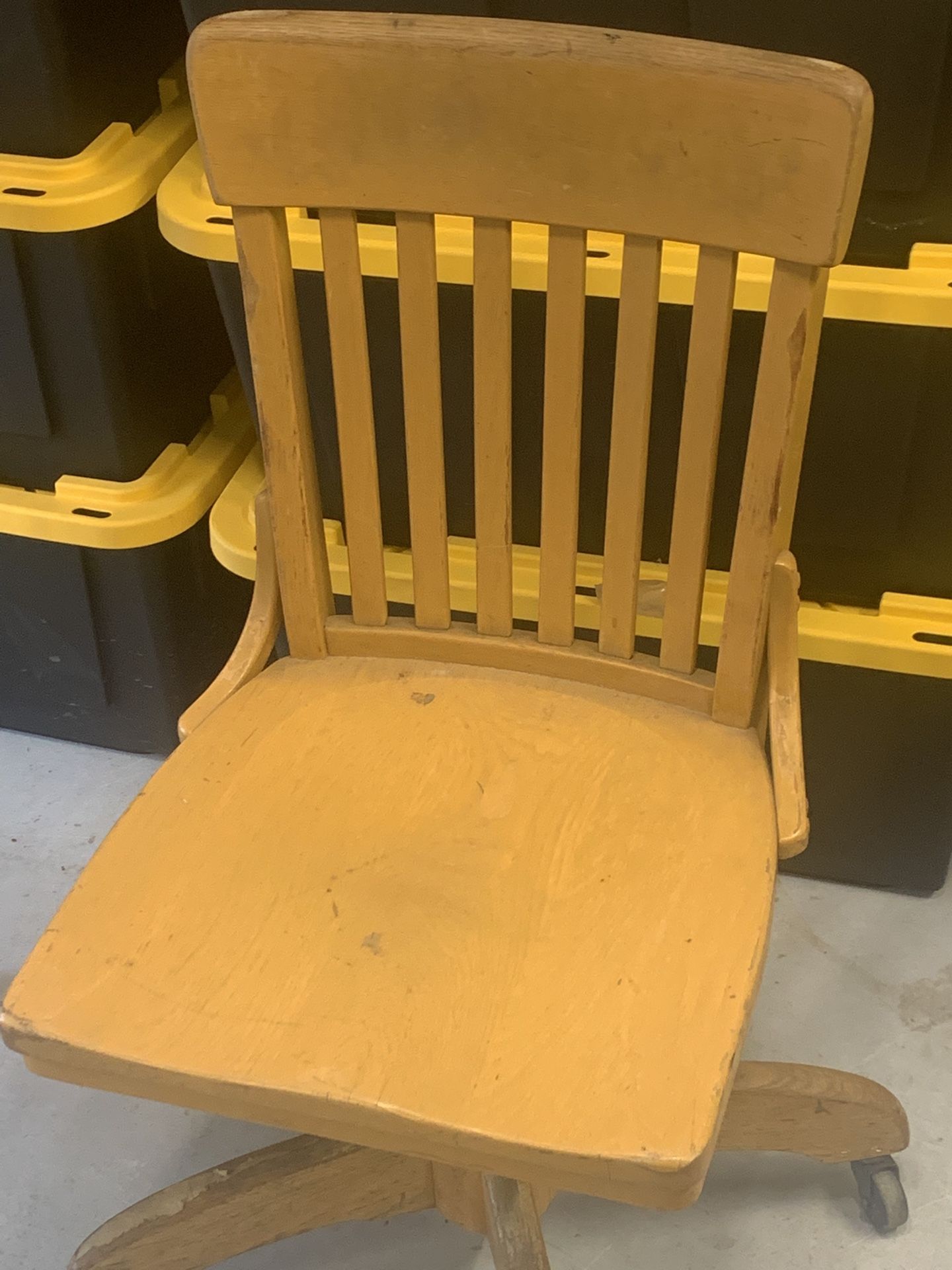 Well Built Antique School Teachers Desk Chair With Casters