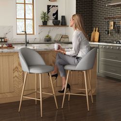 HASE5EB Set of 2 Swivel Bar Stools – 26” Counter – Grey – 20% Off Until Sept 30