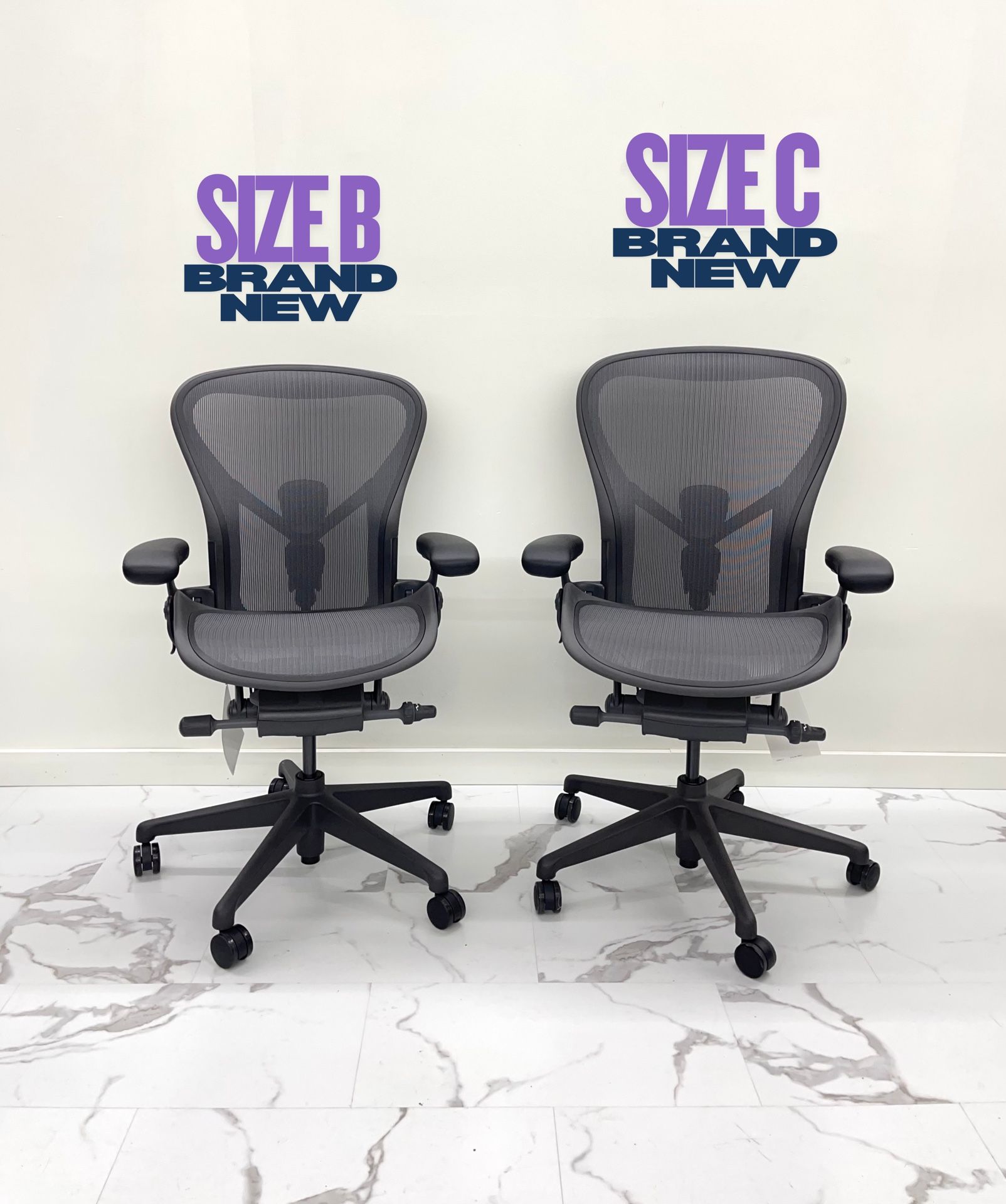 BRAND NEW HERMAN MILLER REMASTERED AERON CHAIRS SIZE A-B-C FULLY LOADED WITH POSTURE FIT SL!