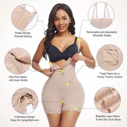 New Beige Detachable Straps Full Body Shaper Faja